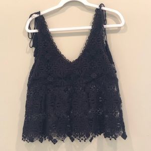 Aqua Black Lace Tank Top